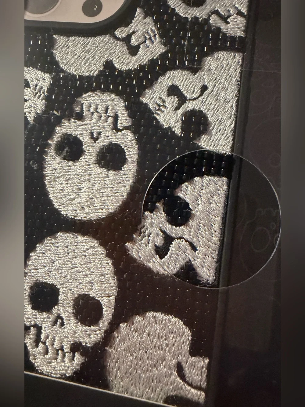 NWT Reaper Beaded Protective Case for iPhone 16 Pro Max - Black & White Skull